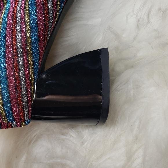 ASOS DESIGN Rainbow sock boots 6 glitter shimmer disco - Picture 11 of 12